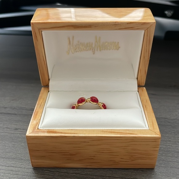 18k gold Aaron Basha enameled ladybug ring - Picture 2 of 4